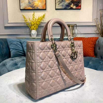 Large Lady Dior Bag Pink Cannage Lambskin