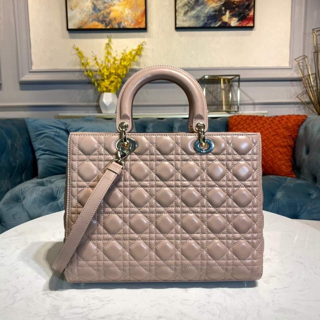 Large Lady Dior Bag Pink Cannage Lambskin