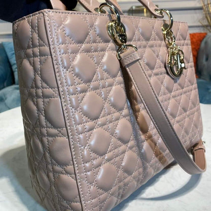 Large Lady Dior Bag Pink Cannage Lambskin