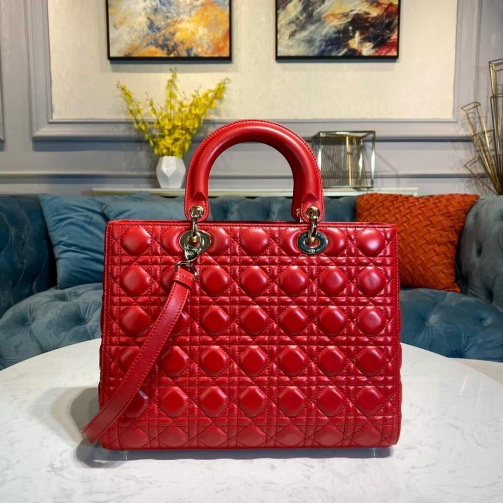 Large Lady Dior Bag Red Cannage Lambskin