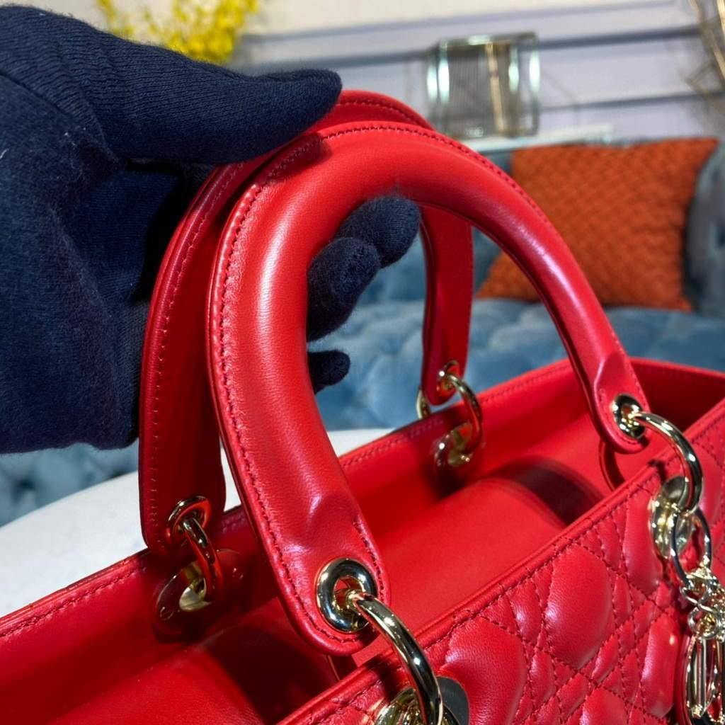 Large Lady Dior Bag Red Cannage Lambskin