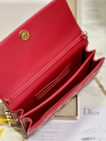 Mini Miss Bag Latte Cannage Lambskin Red