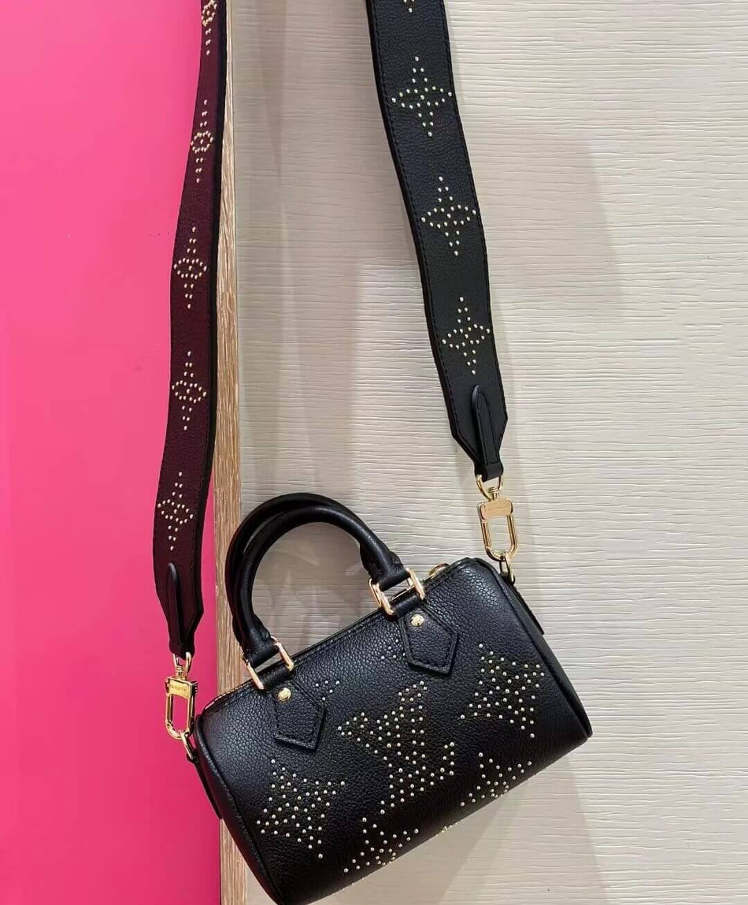 ESMEE Nano Speedy Black Monogram With Studs - LUV 415