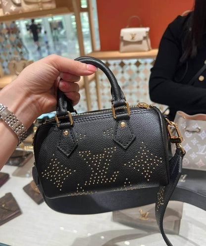 ESMEE Nano Speedy Black Monogram With Studs - LUV 415