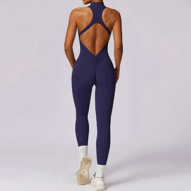 Women's V Back One-Piece Sports Jumpsuit