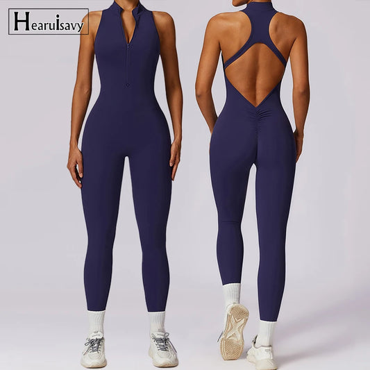 Women's V Back One-Piece Sports Jumpsuit