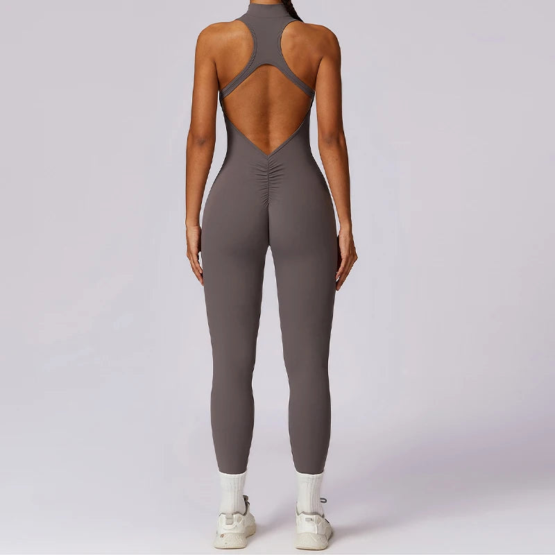 Women's V Back One-Piece Sports Jumpsuit