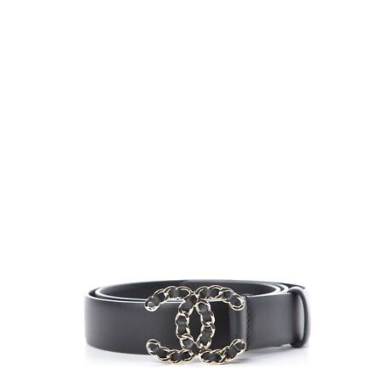 ESMEE - Designer Metal and Leather Buckle Belt Black