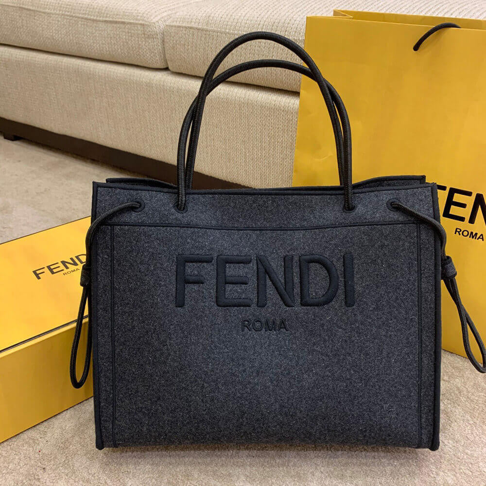 ESMEE FF Logo Wool Shopper Bag - FND 785