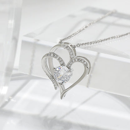 Zircon Double Heart Necklace With Rhinestones