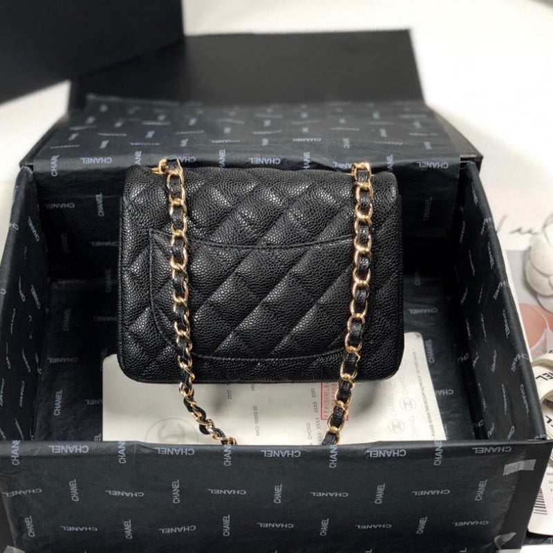 ESMEE - Caviar Mini Square Flap Bag Black