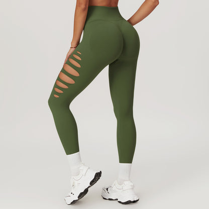 Seamless Hollow Peach Hip Fitness Leggings