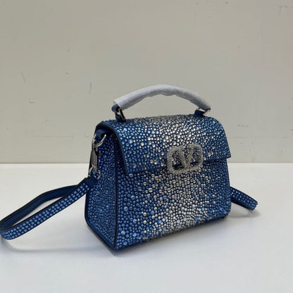 ESMEE - Crystal Mini Sequin Top Handle Bag Blue/Silver