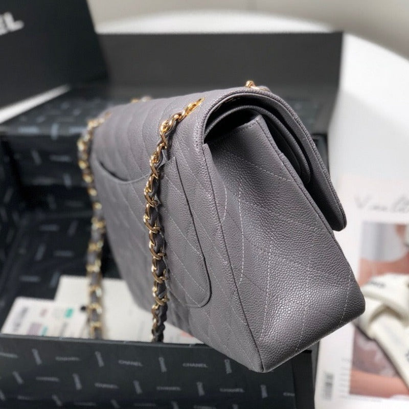 ESMEE - Caviar Classic Double Flap Bag Grey