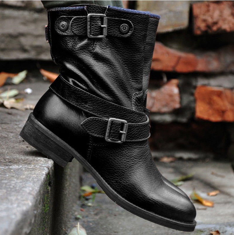 Retro Pointed Leather Slip-On Martin Boots