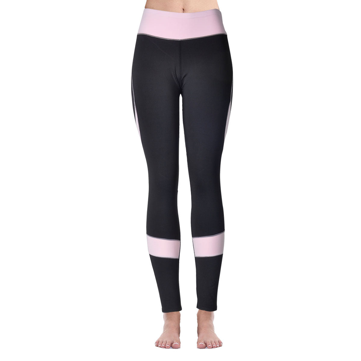 Chic Pink-Grey Stitching Slim Fit Hip-Lifting Yoga Sweatpants