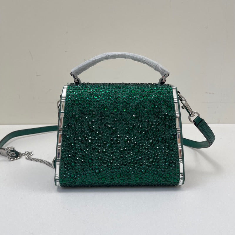 ESMEE - Crystal Mini Sequin Top Handle Bag Green