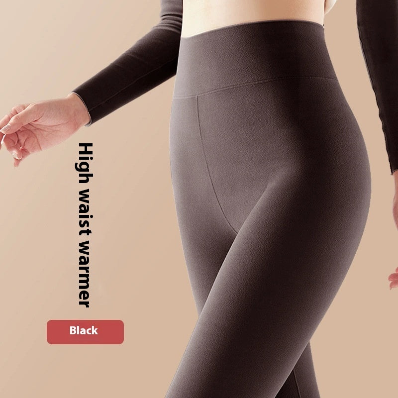 Solid Color High Waist Thermal Underwear Pants