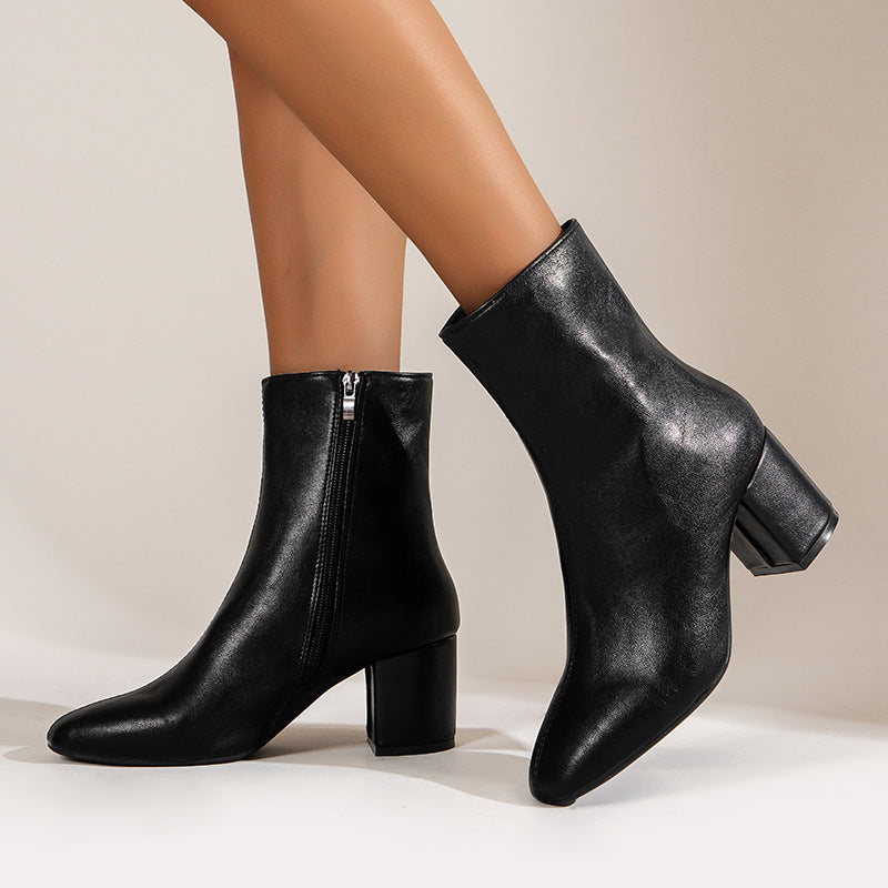 High Heel Side Zipper Boots