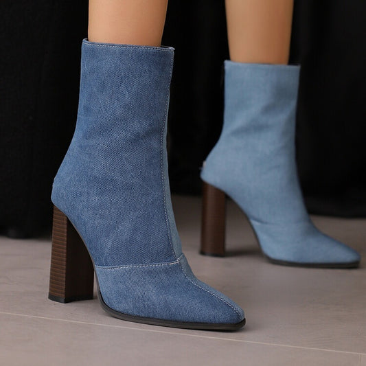 High Heels Fleece-Lined French Style Small Ankle Boots