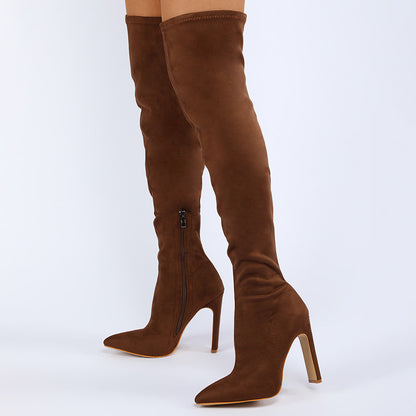 Thick-Heeled Inner Zipper Colored Boots