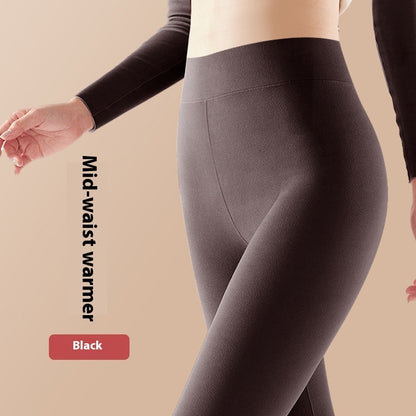 Solid Color High Waist Thermal Underwear Pants