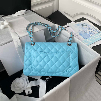 ESMEE - Classic Flap Handbag Lake Blue Lambskin