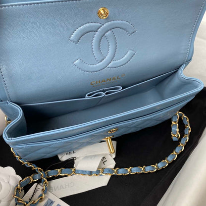 ESMEE - Classic Flap Handbag Sky Blue Lambskin