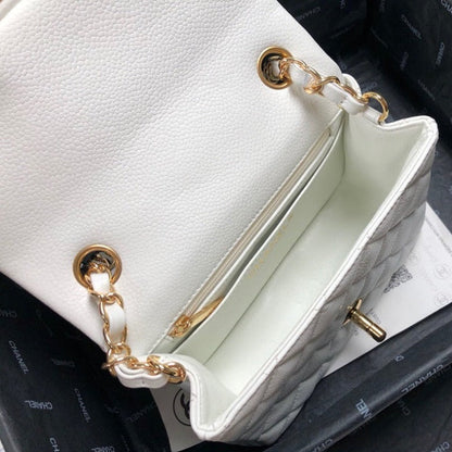 ESMEE - Caviar Mini Square Flap Bag White