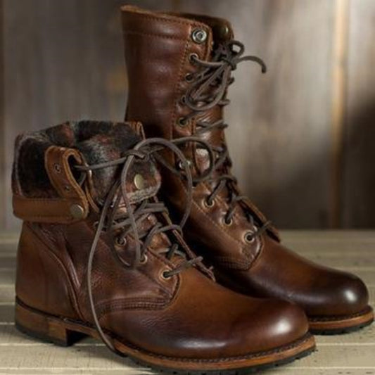 Motorcycle Lace-Up Men's Boots