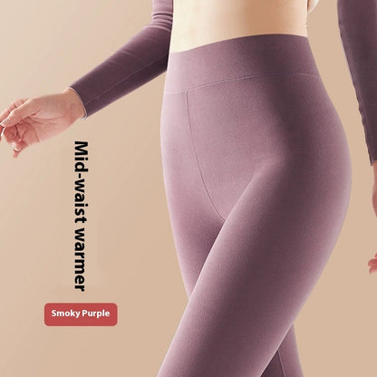 Solid Color High Waist Thermal Underwear Pants