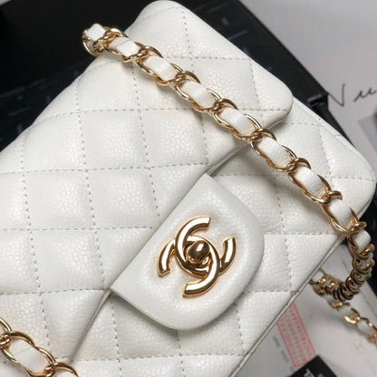 ESMEE - Caviar Mini Square Flap Bag White