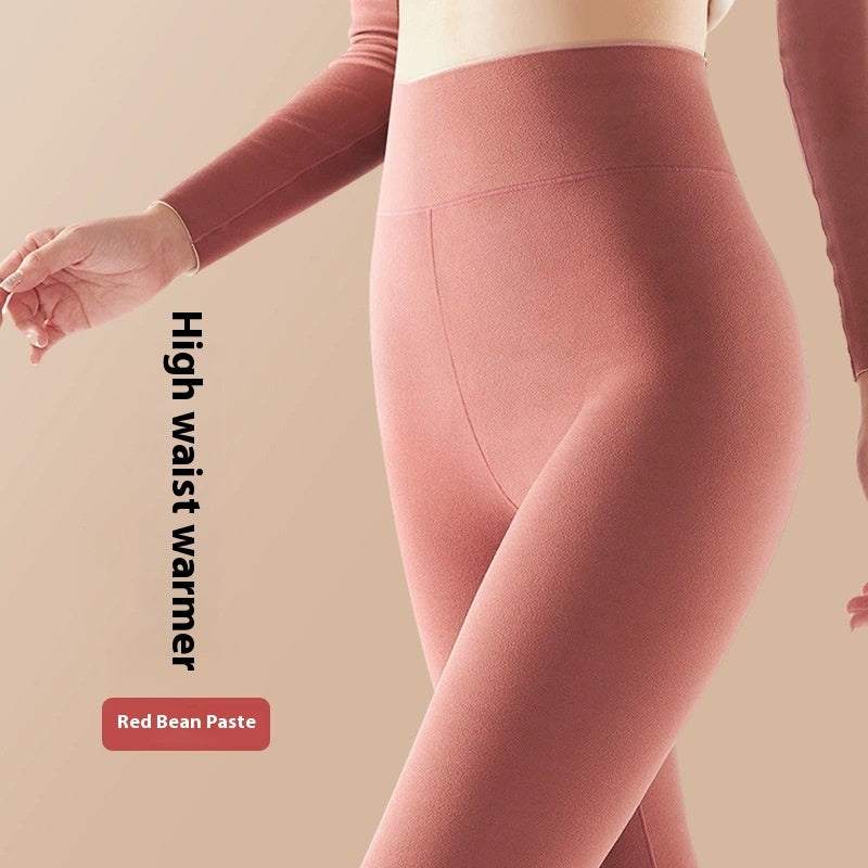 Solid Color High Waist Thermal Underwear Pants