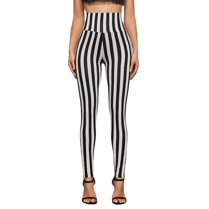 Vertical Stripes High Waist Leggings