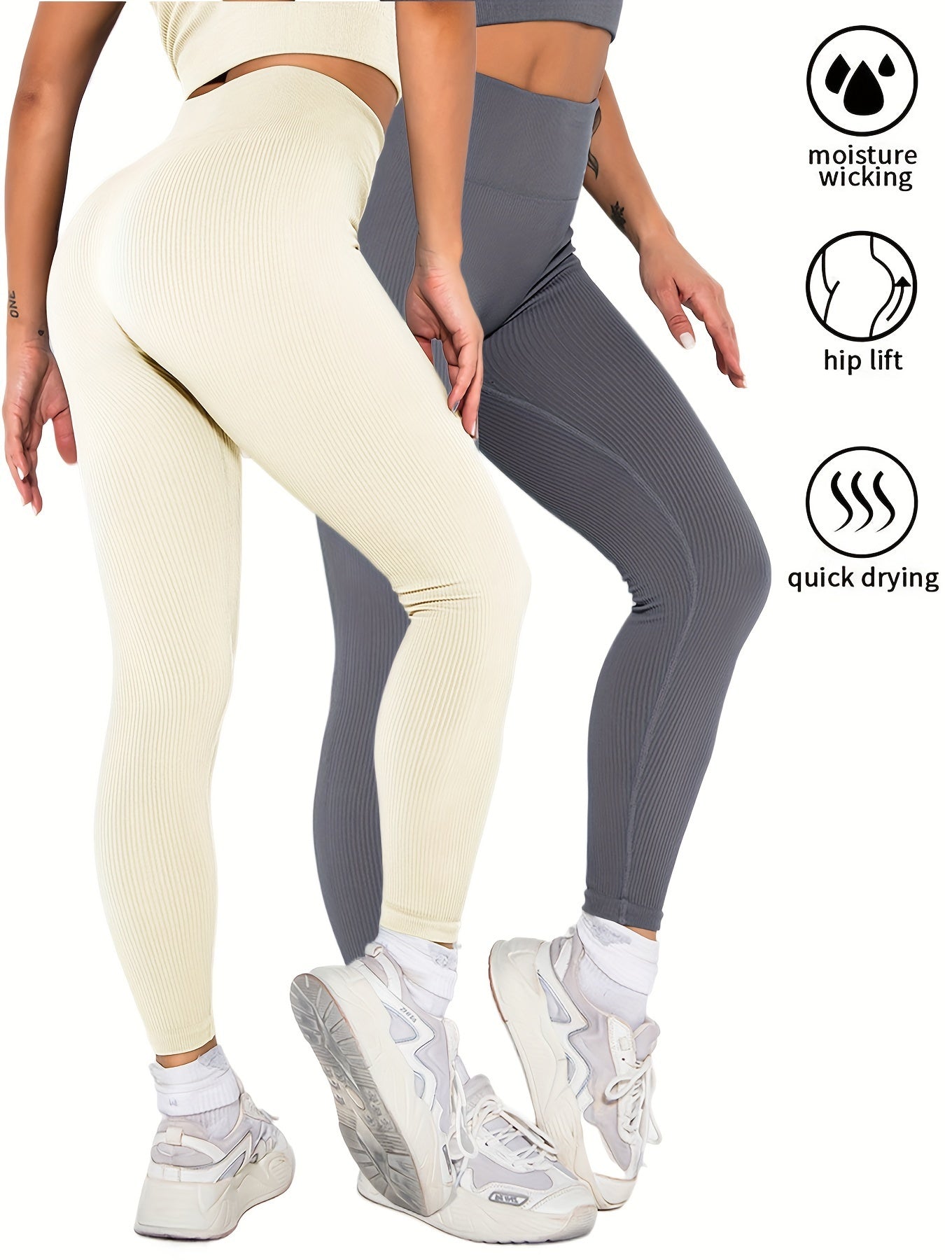 2 Pack Women's Seamless Ribbed Leggings