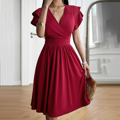 Elegant V-Neck Midi Dress