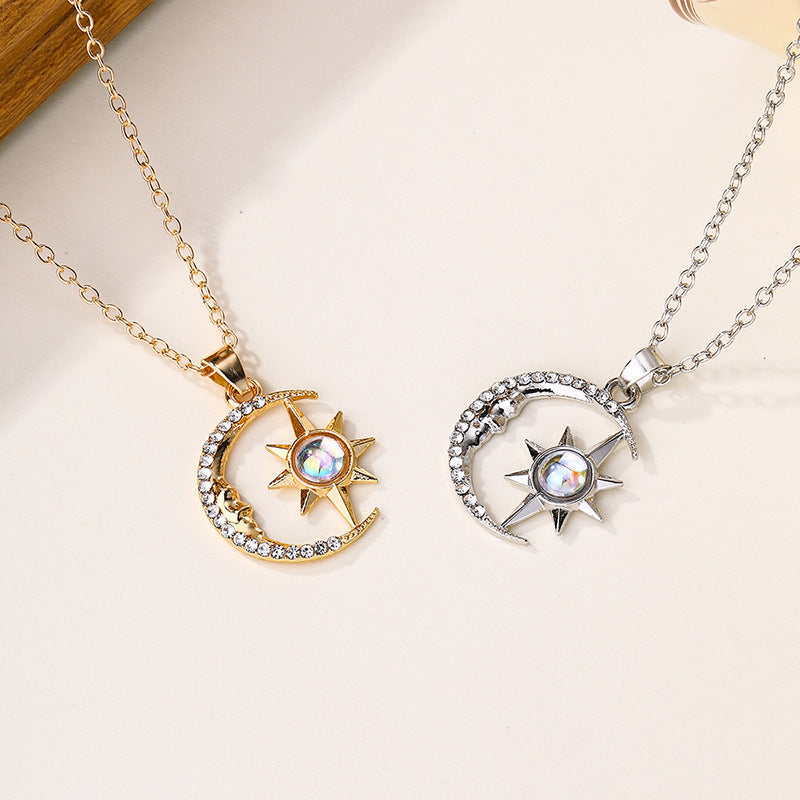 Moon Star Zircon Pendant Necklace