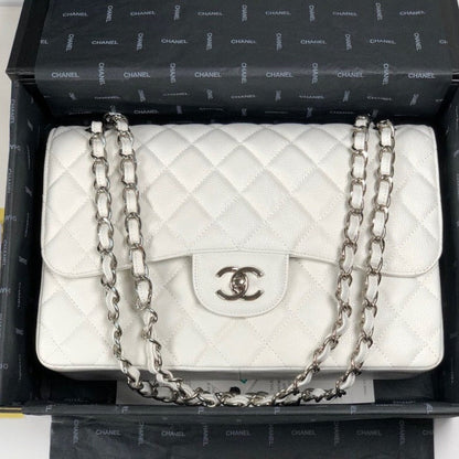 ESMEE - Caviar Classic Double Flap Bag White