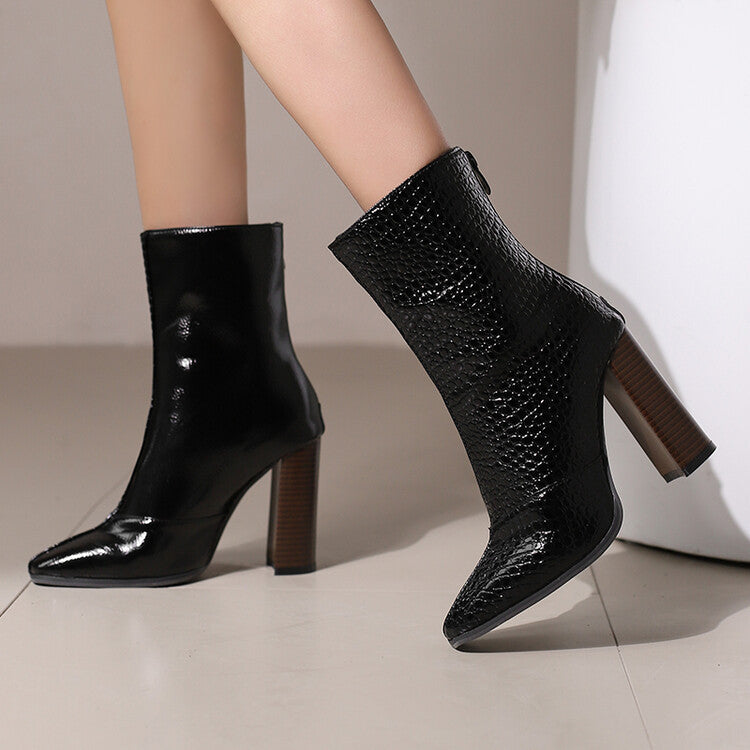 High Heels Fleece-Lined French Style Small Ankle Boots