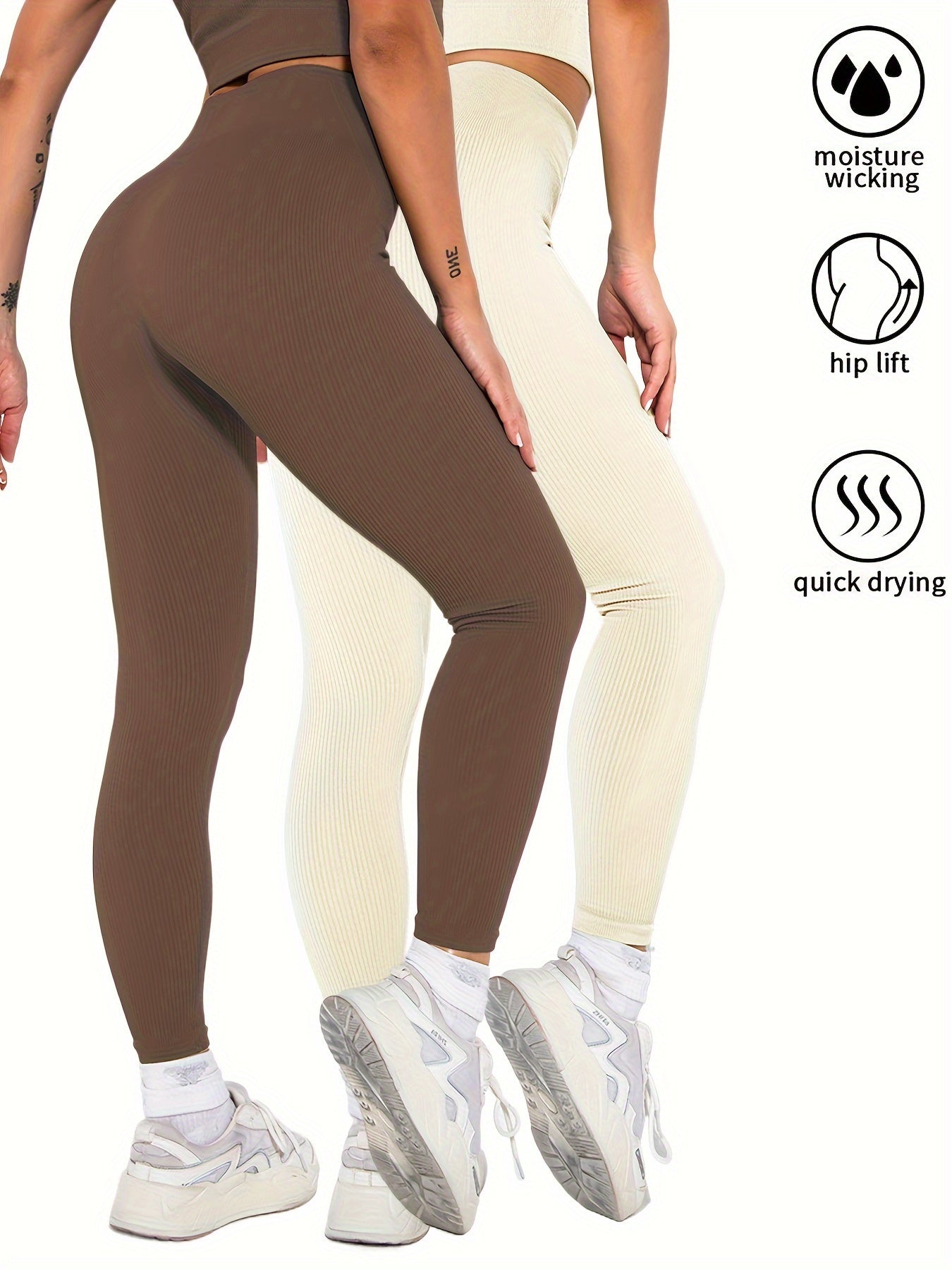 2 Pack Women's Seamless Ribbed Leggings