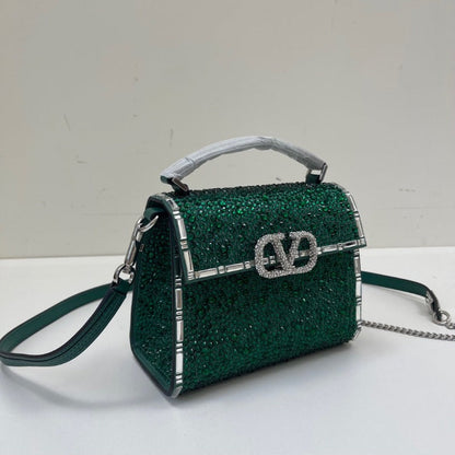 ESMEE - Crystal Mini Sequin Top Handle Bag Green