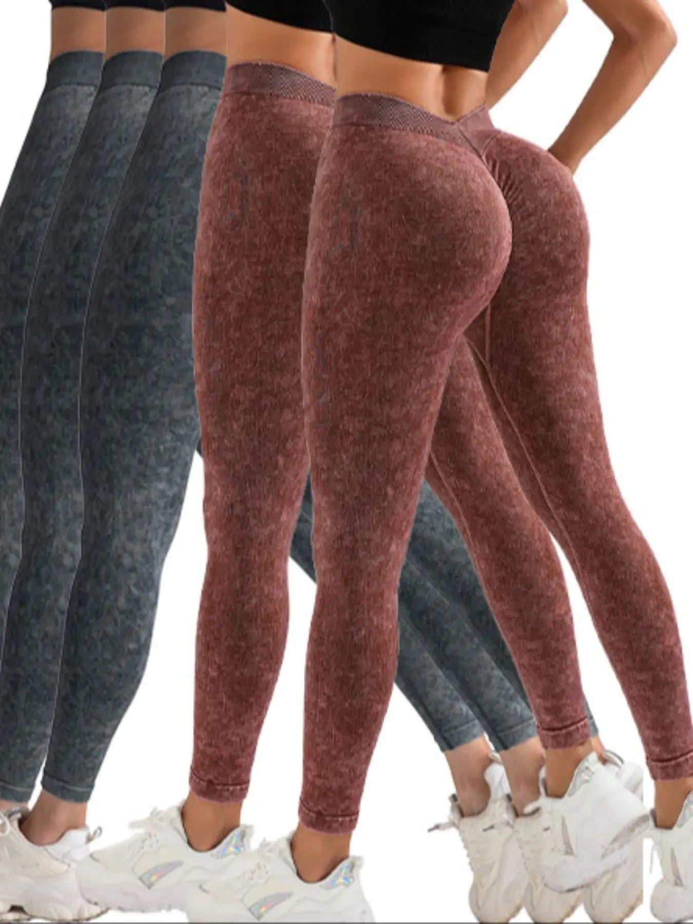 5 Pack V-Back Scrunch Butt Workout Leggings