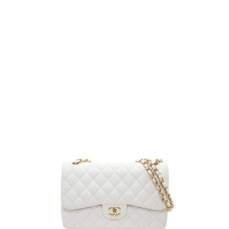 ESMEE - Caviar Classic Double Flap Bag White