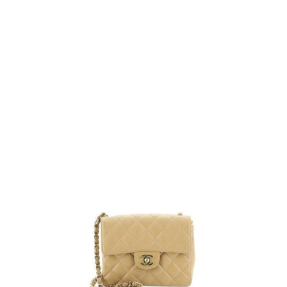 ESMEE - Caviar Mini Square Flap Bag Beige