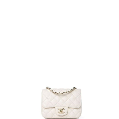 ESMEE - Caviar Mini Square Flap Bag White