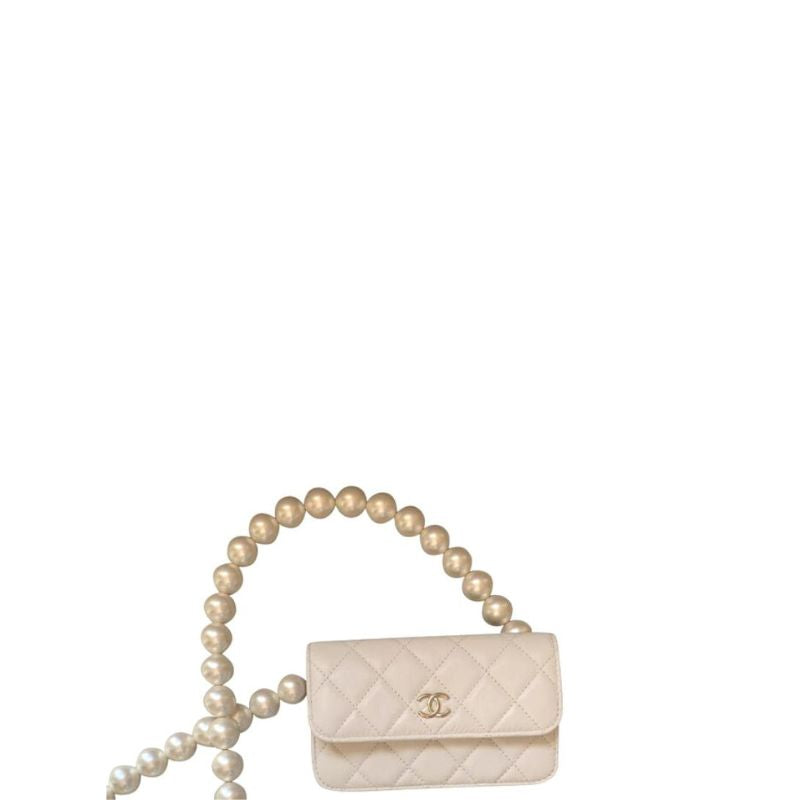 ESMEE - Clutch With Maxi Pearls Chain White