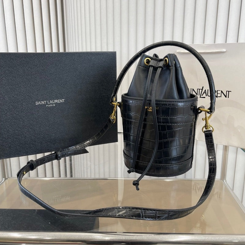 ESMEE - Bahia Croc-effect Bucket Bag Black