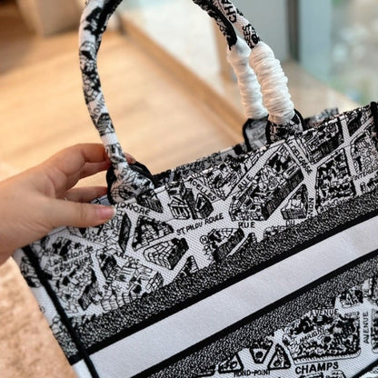 ESMEE - Book Tote Canvas Plan De Paris White/Black