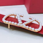 ESMEE Vlogo Signature Reversible Belt in Shiny Calfskin with Pearls Red – 40mm